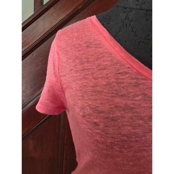 Calypso St. Barth Womens Linen T-Shirt - Small Size Coral Pink - Picture 3 of 8